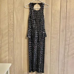 Vintage 80s Black Sequin And Shimmer Dress
